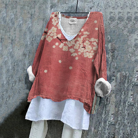 Pull décontracté imprimé à manches longues, col rond ample, T-shirt une pièce (sans sous-chemise) m301042