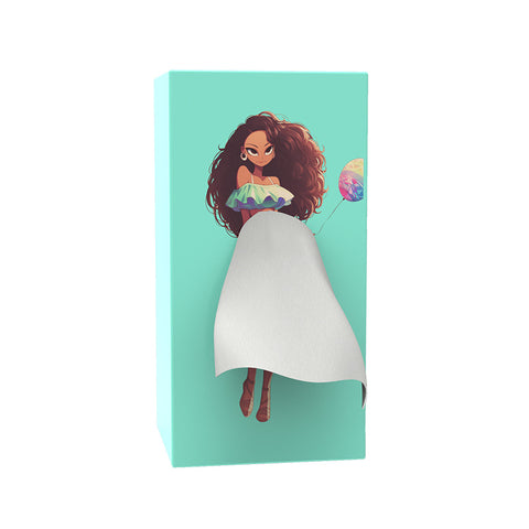 Boîte à mouchoirs en forme de fille, dessin animé, jupe volante, boîte à mouchoirs, jupe à dosettes, visage de fille, carton de pompage, ornement décoratif de bureau mignon m5010683