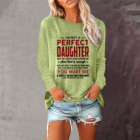 T-shirt ample à manches longues et col rond pour femme, imprimé commerce extérieur, M300920 