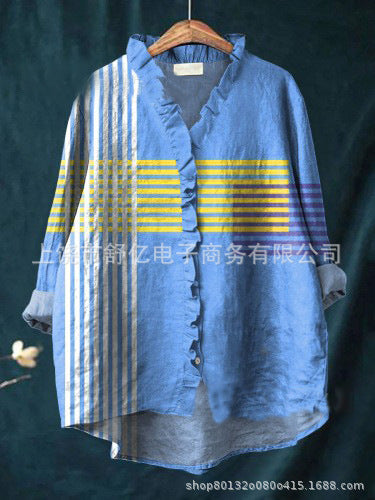 Damen T-Shirt mit Rundhalsausschnitt und lockerem Druck in Übergröße, m301365 