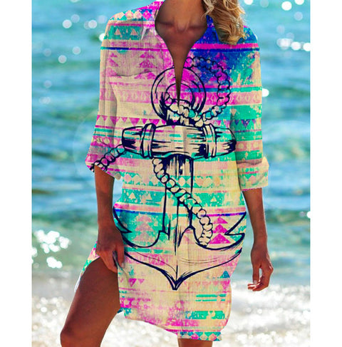 Veste de bikini, maillot de bain, cardigan, chemise de plage imprimée pour femme, m301274 