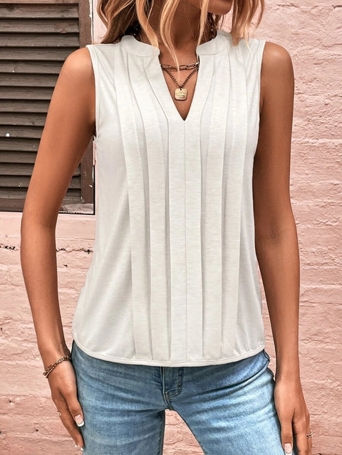 Gilet élégant à col en V plissé pour femme, haut tendance, T m300879 