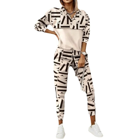 Ensemble pull et pantalon slim à manches longues et imprimé décontracté, mode m301183 