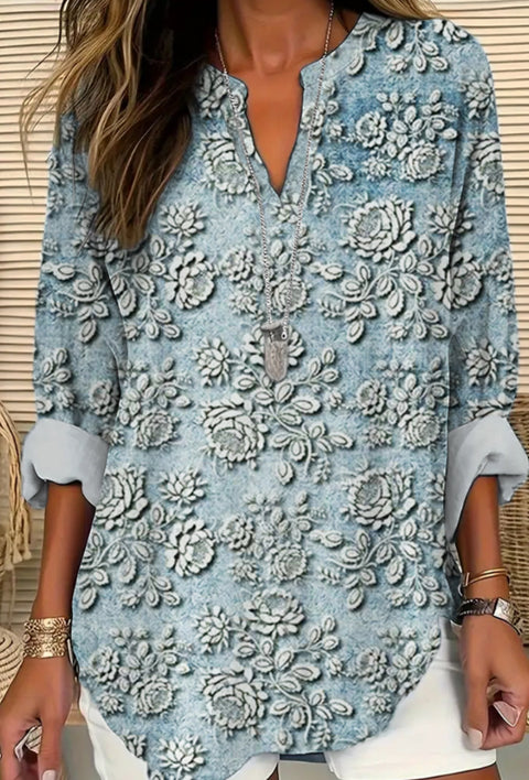 T-shirt ample à col ras du cou pour femme, imprimé floral 3D, mode féminine, m301357 