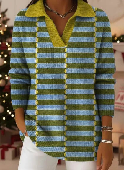 Polo neck sweater loose and thin long sleeve pullover FF303431 02