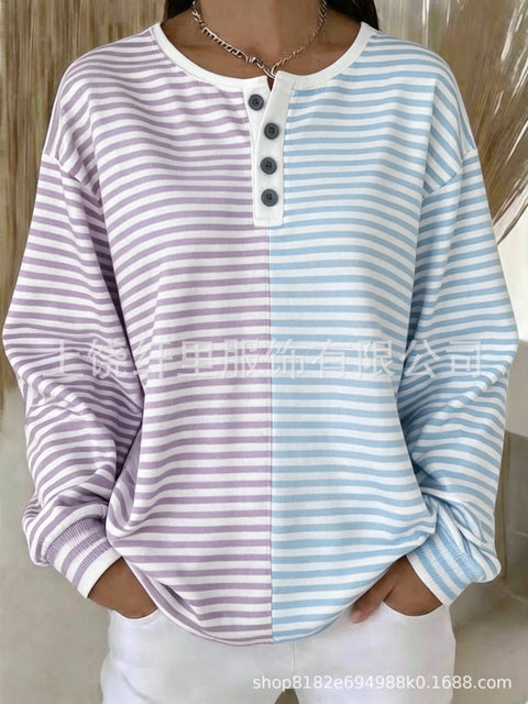 Crew neck 4 buckle spring and autumn fashion pattern 3D printing casual loose women's sweater FF303411 02