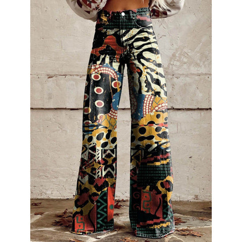 Pantalon évasé à transfert de chaleur 3D, simulation de pantalon en jean, pantalon ample m301550