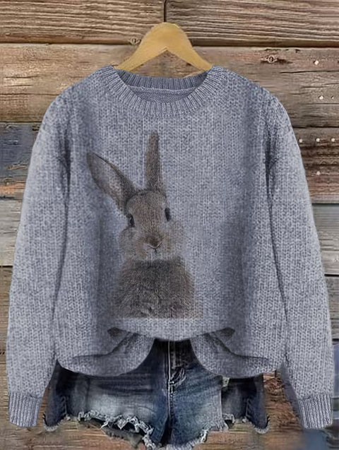 3D digital printing crew neck knitted sweater casual loose pullover FF303424 01