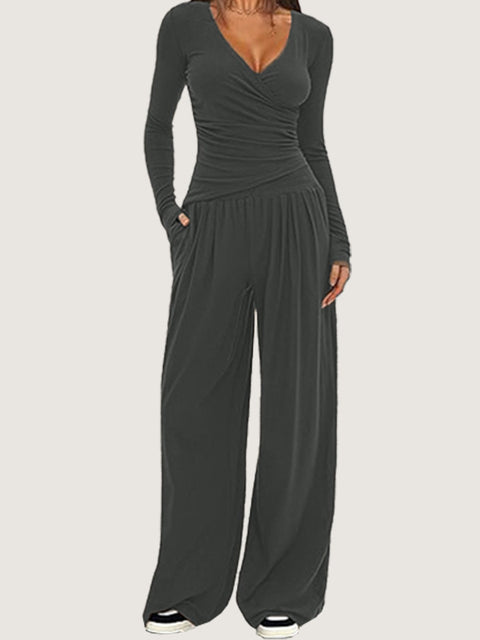 Wide-leg pants set women's long-sleeved multi-occasion sportswear m301804