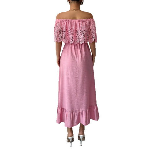 Robe longue élégante coupe-vent à épaules dénudées en forme de A m301401 