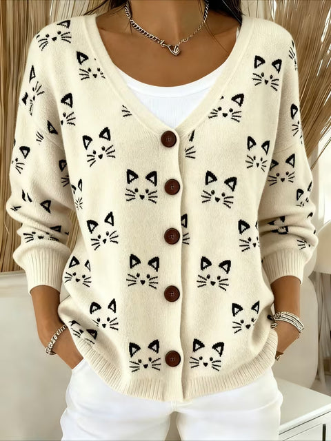 Autumn and winter European size 3D digital printing women's shoulder cardigan sweater FF303406 01