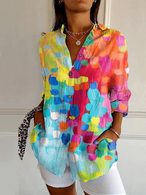 Chemise à manches longues tendance été, motif floral imprimé 3D, chemise m301226 