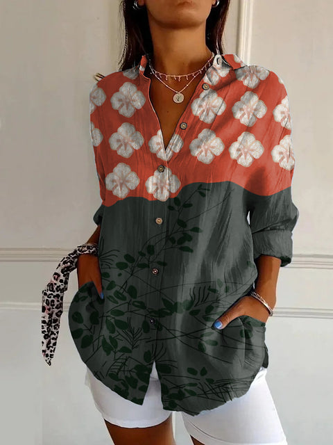 Chemise à manches longues tendance été, motif floral imprimé 3D, chemise m301226 