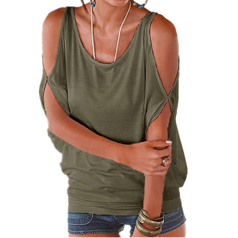 T-shirt ample à manches courtes et épaules dénudées, style décontracté, m300108 
