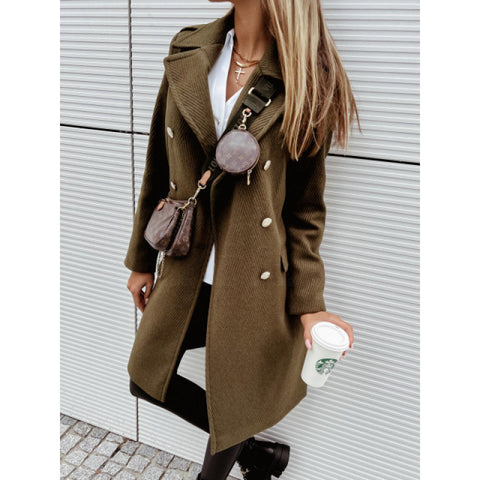 Spring double-breasted medium and long woolen casual jacket m301949