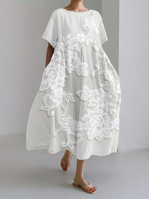 3D-Digitaldruck Freizeitkleid für Damen in großen Größen mit kurzen Ärmeln m302781
