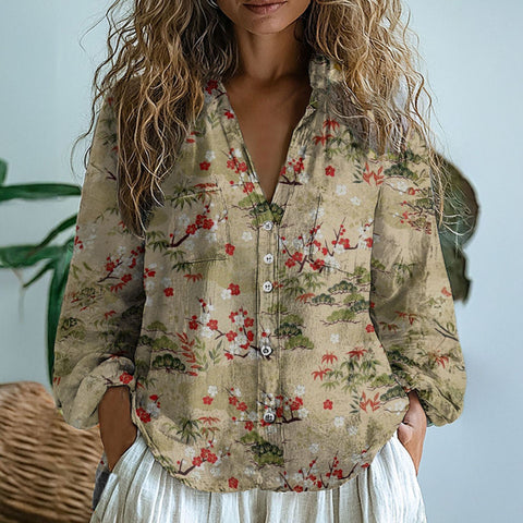 Top 3D Printed Hemp Fabric Shirt m303197