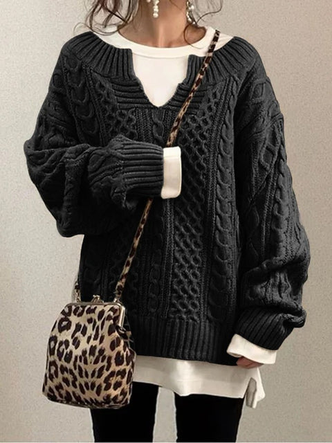 Neuer Pullover, gestrickter Twist-Pullover, lässiger Strickpullover m300465 