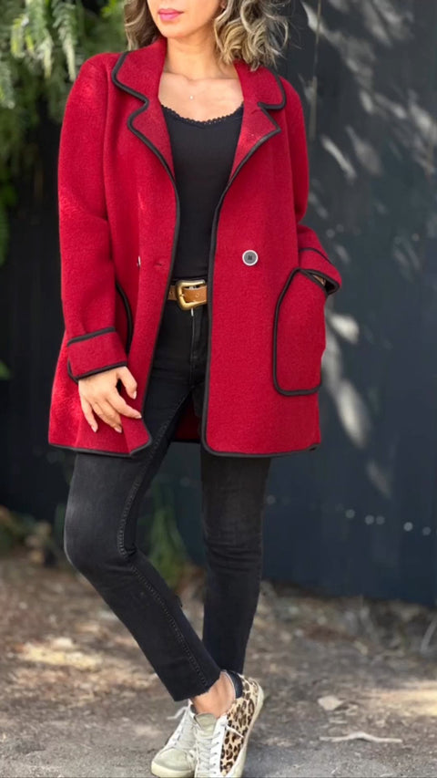 Damen Temperament Anzugkragen doppelseitige Wolljacke m300688 