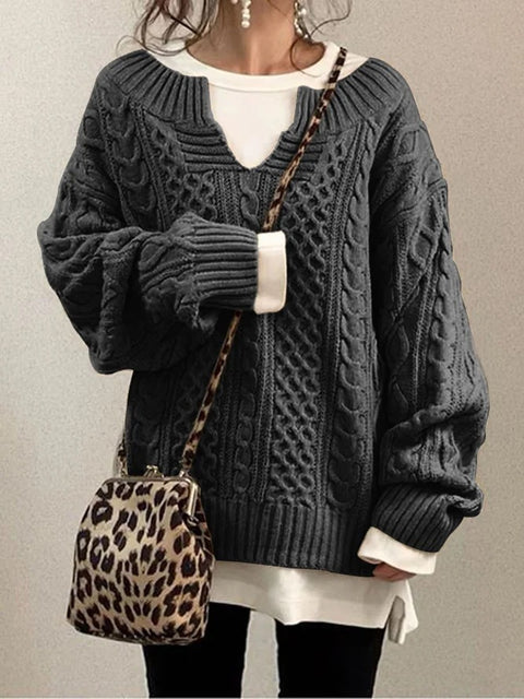 Neuer Pullover, gestrickter Twist-Pullover, lässiger Strickpullover m300465 