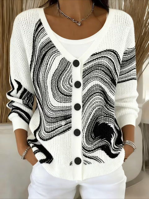 Autumn and winter European size 3D digital printing women's shoulder cardigan sweater FF303406 01