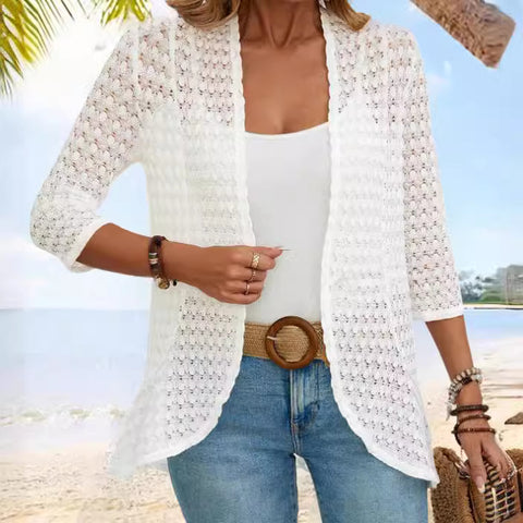 Versatile solid color lace jacket m300387
