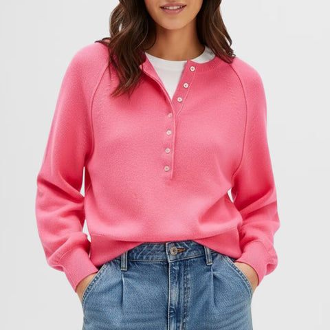 Autumn and winter women's casual crew neck sweater henry shirt button-up knitted pullover m302518
