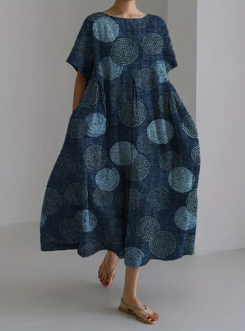 Robe longue ample à imprimé floral rétro pour femme m300916 