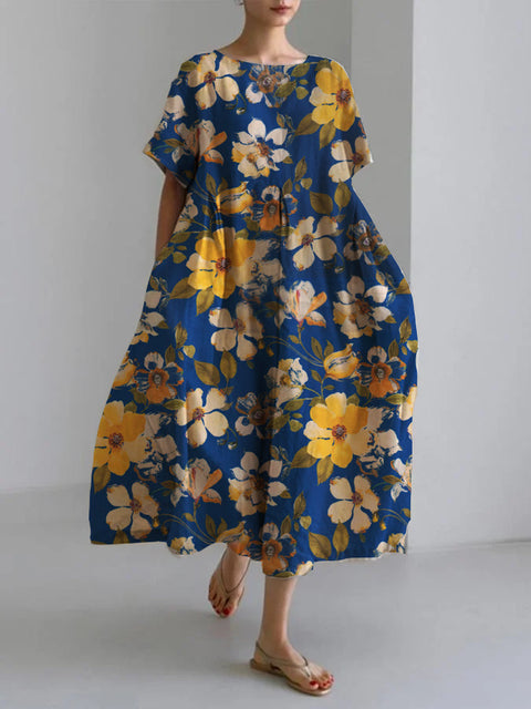 Robe en lin à manches courtes pour femme Linglong M300183 
