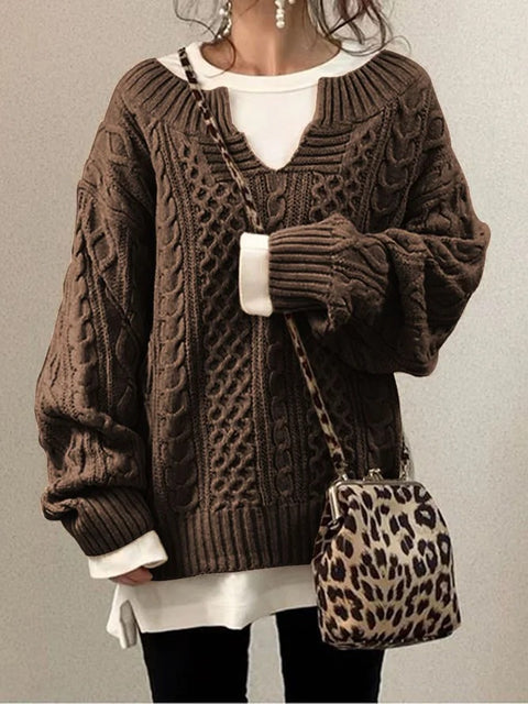 Neuer Pullover, gestrickter Twist-Pullover, lässiger Strickpullover m300465 