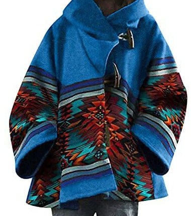 Neue lockere Wolljacke mit Retro-Print für Damen m300677 