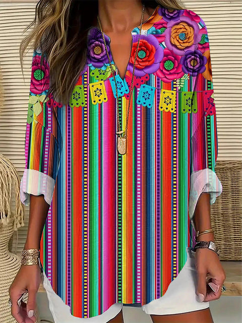 T-shirt ample à col ras du cou pour femme, imprimé floral 3D, mode féminine, m301357 