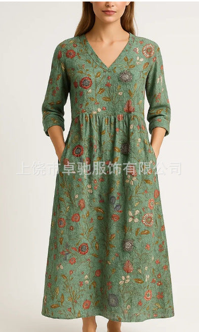 Robe décontractée d'été ample à manches longues imprimée en 3D m301729