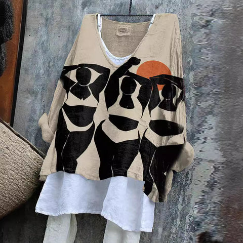 Pull décontracté à manches longues et col rond, imprimé, T-shirt une pièce m301042