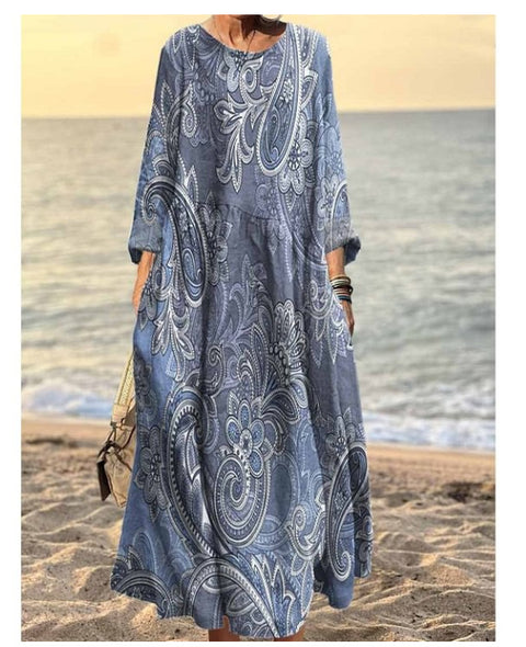 Robe ample décontractée imprimée en 3D pour femme m301278 