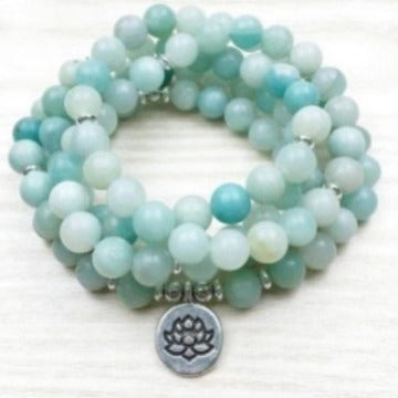 Bracelet Amazon 8 mm avec pendentif œil de Bouddha 108 lotus m3331231