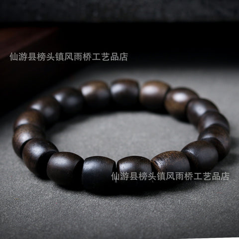 Bracelet en bois d'agar noir Qinan, immergé dans l'huile, de haute qualité, 108 perles de Bouddha, bijoux faits main, m3331277 
