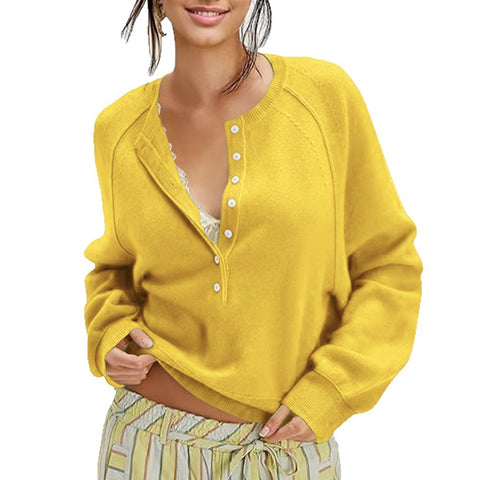 Autumn and winter women's casual crew neck sweater henry shirt button-up knitted pullover m302518