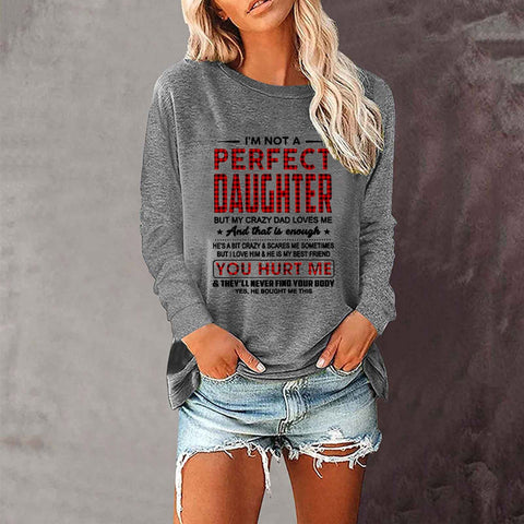 T-shirt ample à manches longues et col rond pour femme, imprimé commerce extérieur, M300920 