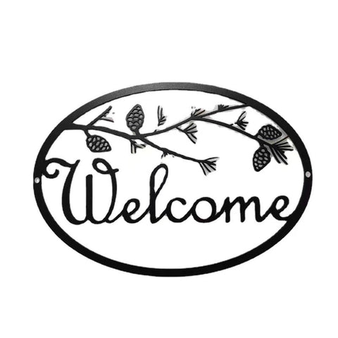 Suspension ronde en fer forgé métal WELCOME décoration murale maison m3330882
