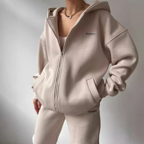 Long Sleeve Fleece Sweater Pants Casual Fashion Printed Hooded Set FF303392