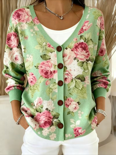 Autumn and winter European size 3D digital printing women's shoulder cardigan sweater FF303406 01