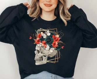 Abschnitt Kürbis-Print Langarm-Top Damen Kapuzenpullover m300640 