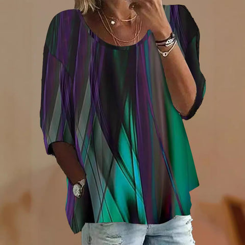 Chemise ample décontractée à col ras du cou et imprimé floral tendance m300407 