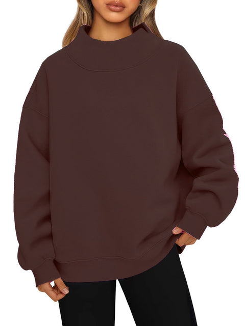 Damen Sweatshirt Langarm Rollkragen Pullover Sweatshirt Casual Sweatshirt Fleece Oberteil Damen M302142