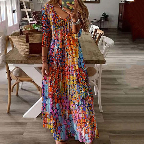 Robe à manches longues et imprimé floral pour femme M300705 