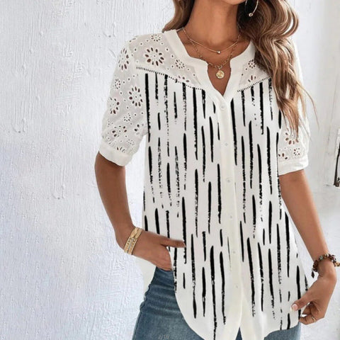 Chemisier à manches courtes et revers pour femme m300042 