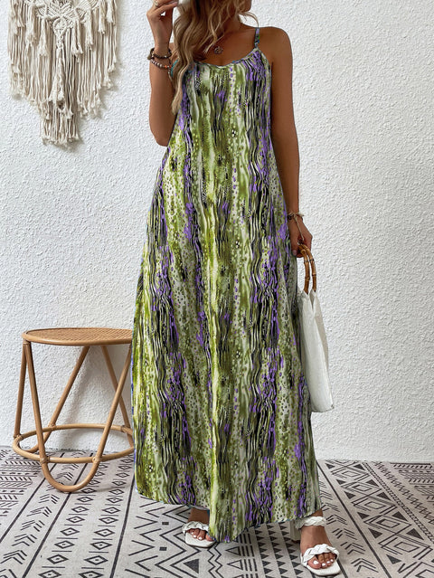 Robe à bretelles taille moyenne à imprimé tendance m300016 