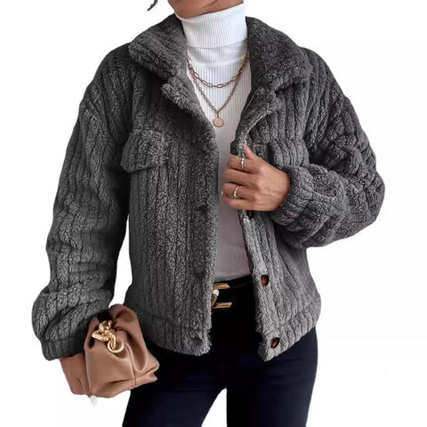 Veste polaire épaisse et confortable pour femme, vêtement décontracté, en peluche, m300354 