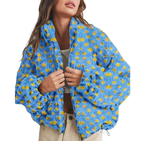 New women's anti-blow lamb wool plaid fashion casual loose coat m302134
